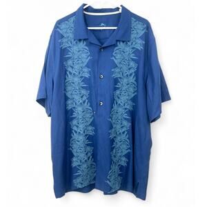 Tommy Bahama XXL T 2Xl Men’s  ilk Shirt Midnight Blossoms Hawaiian Aloha *READ